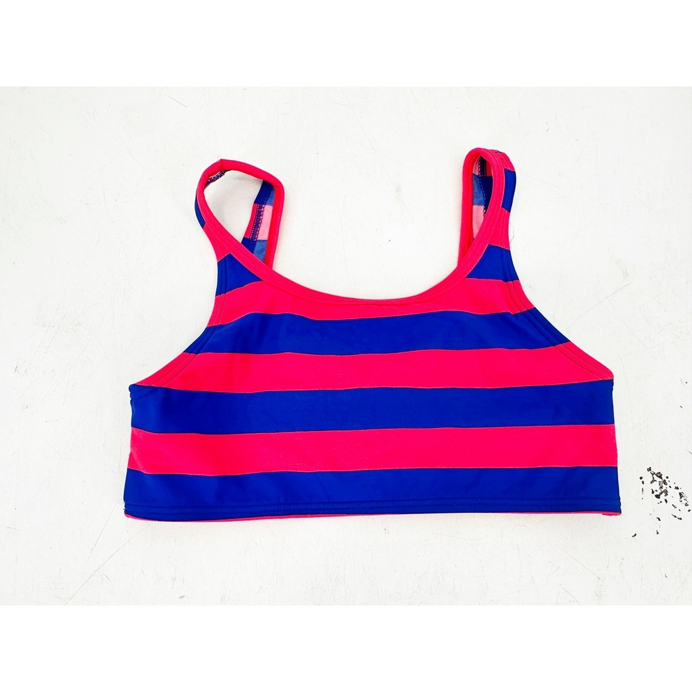 Boden Bikini Top 9-10Y Pink Blue Striped Recycled Swimwear Beach